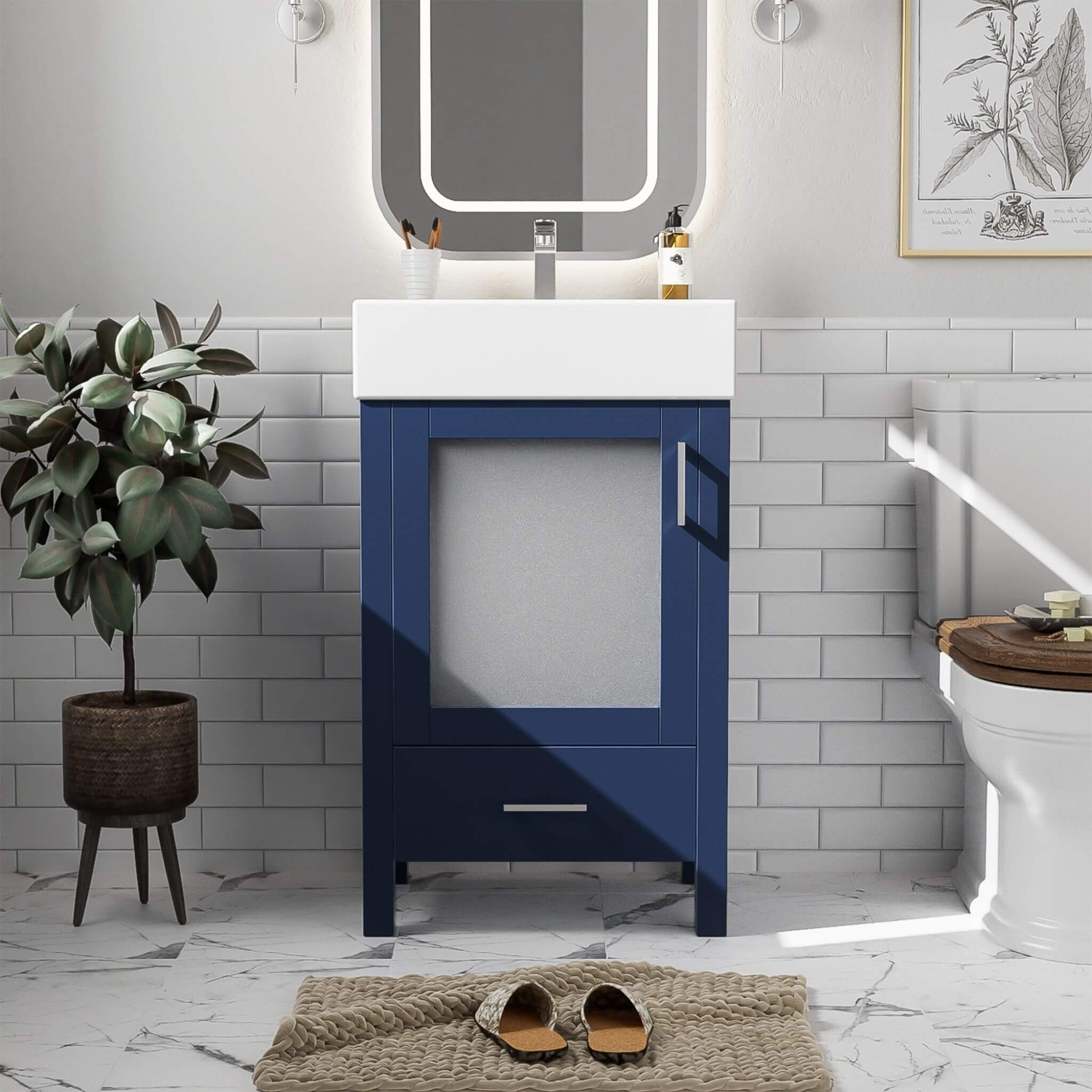 Alora 20-Inch Modern Bathroom Vanity With Ceramic Sink And Storage Cabinet (SAK39851)