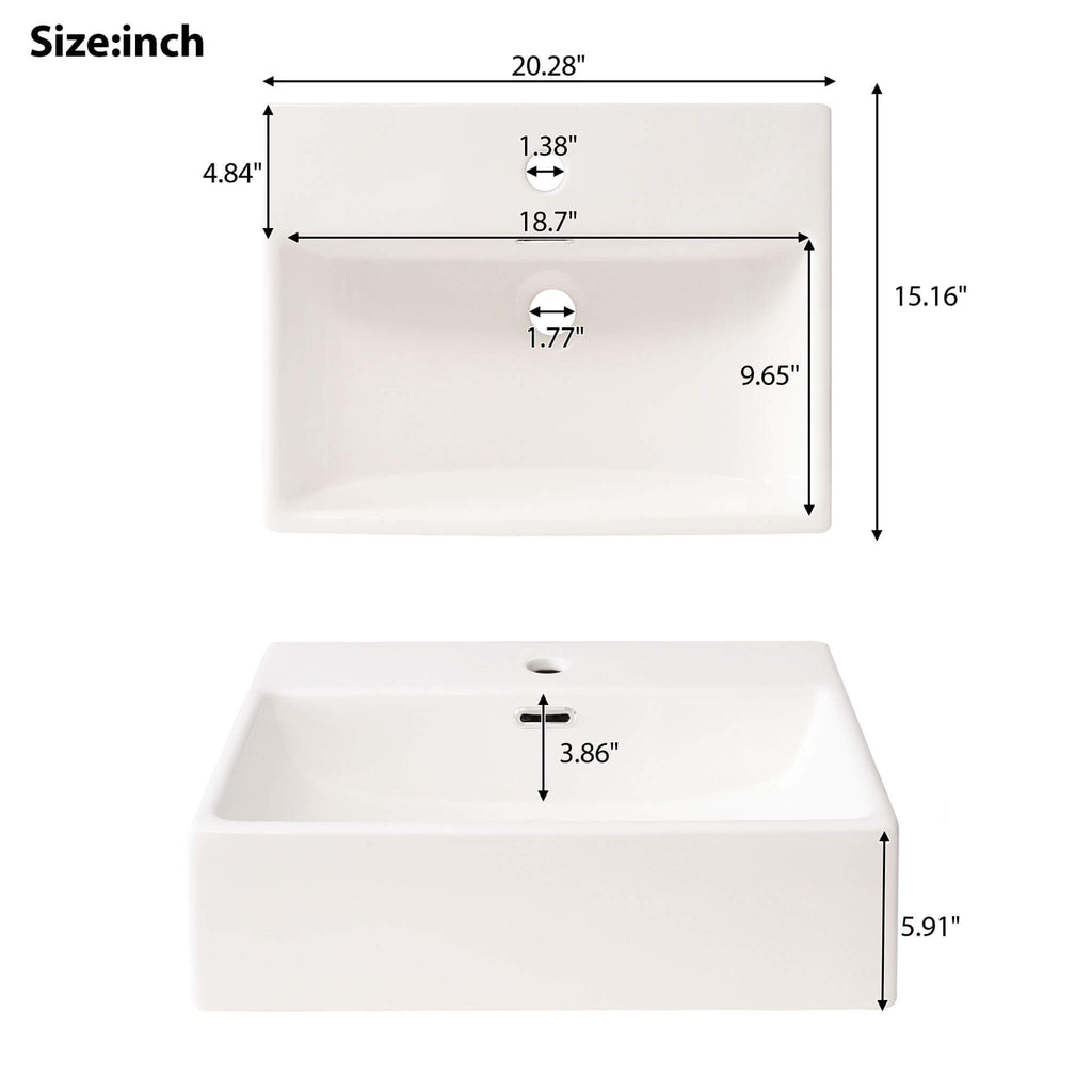 Alora 20-Inch Modern Bathroom Vanity With Ceramic Sink And Storage Cabinet (SAK39851)