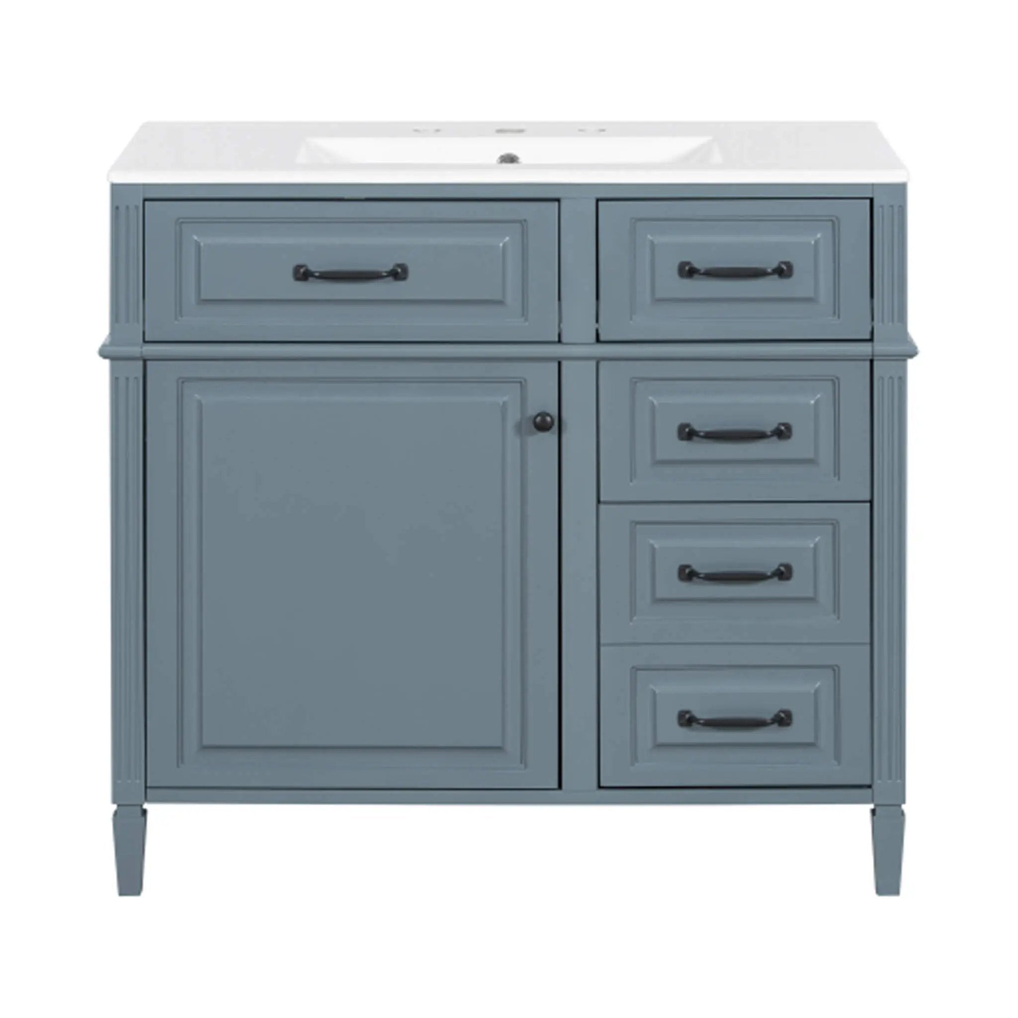 Alora 36-Inch Freestanding Bathroom Vanity With Ceramic Sink And Storage Cabinets [Faucet Not Included] (SAK86310)