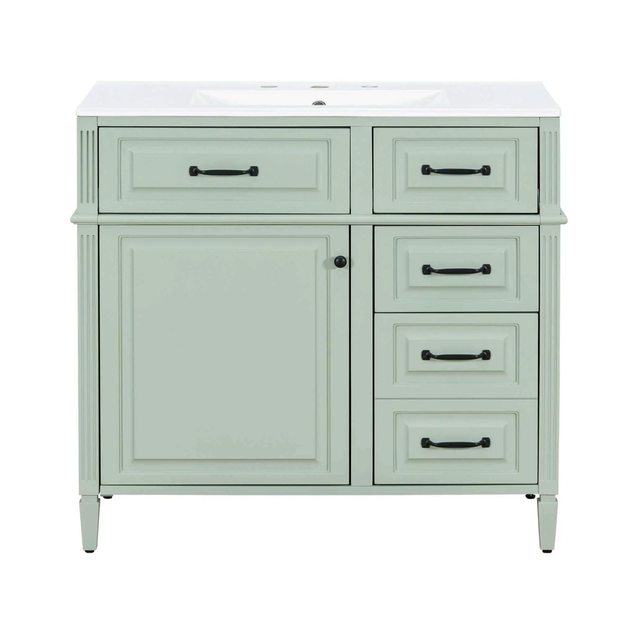 Alora 36-Inch Freestanding Bathroom Vanity With Ceramic Sink And Storage Cabinets [Faucet Not Included] (SAK86310)