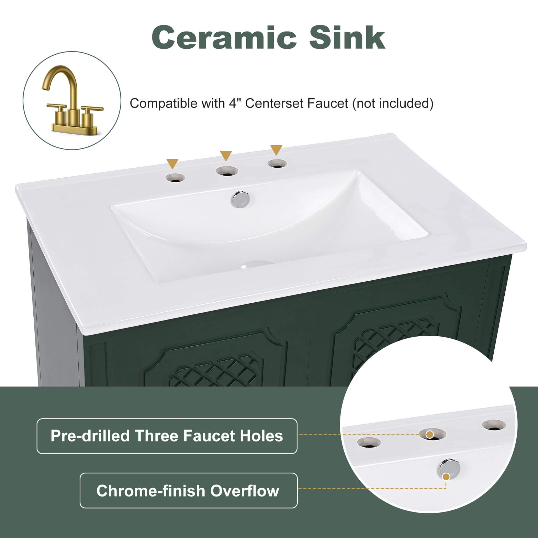 Alora 60-Inch Green Vintage Double Sink Vanity With Cabinets And Drawers (SAK19524)