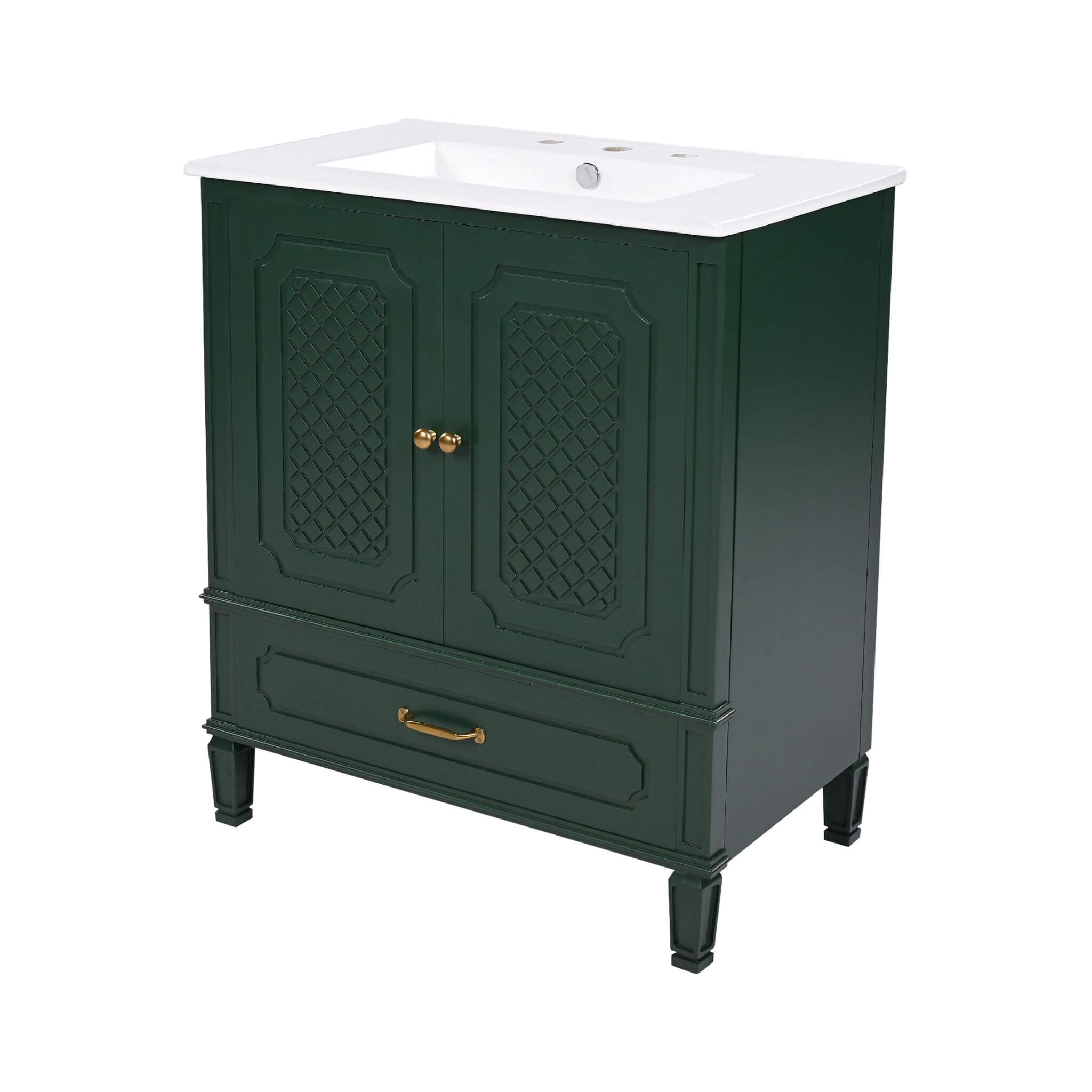 Alora 60-Inch Green Vintage Double Sink Vanity With Cabinets And Drawers (SAK19524)