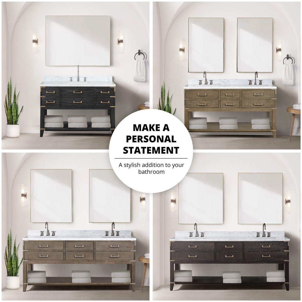 Alora 84-Inch Black Oak Double Bathroom Vanity With White Quartz Top (SAK43761)