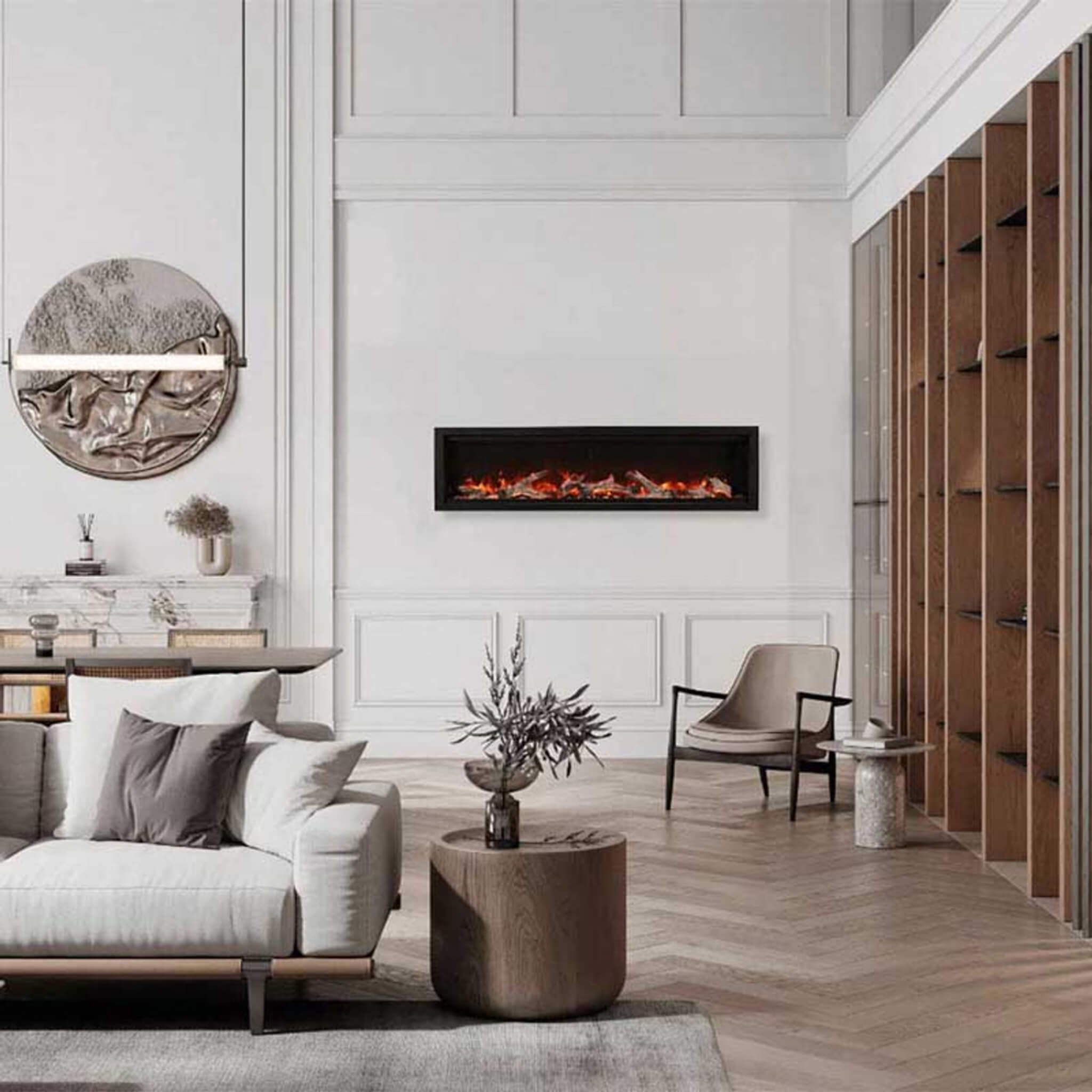 Amantii Symmetry 74" Smart Electric Fireplace With Programmable Timer And Thermostat [SYM-74] (SAK26974)