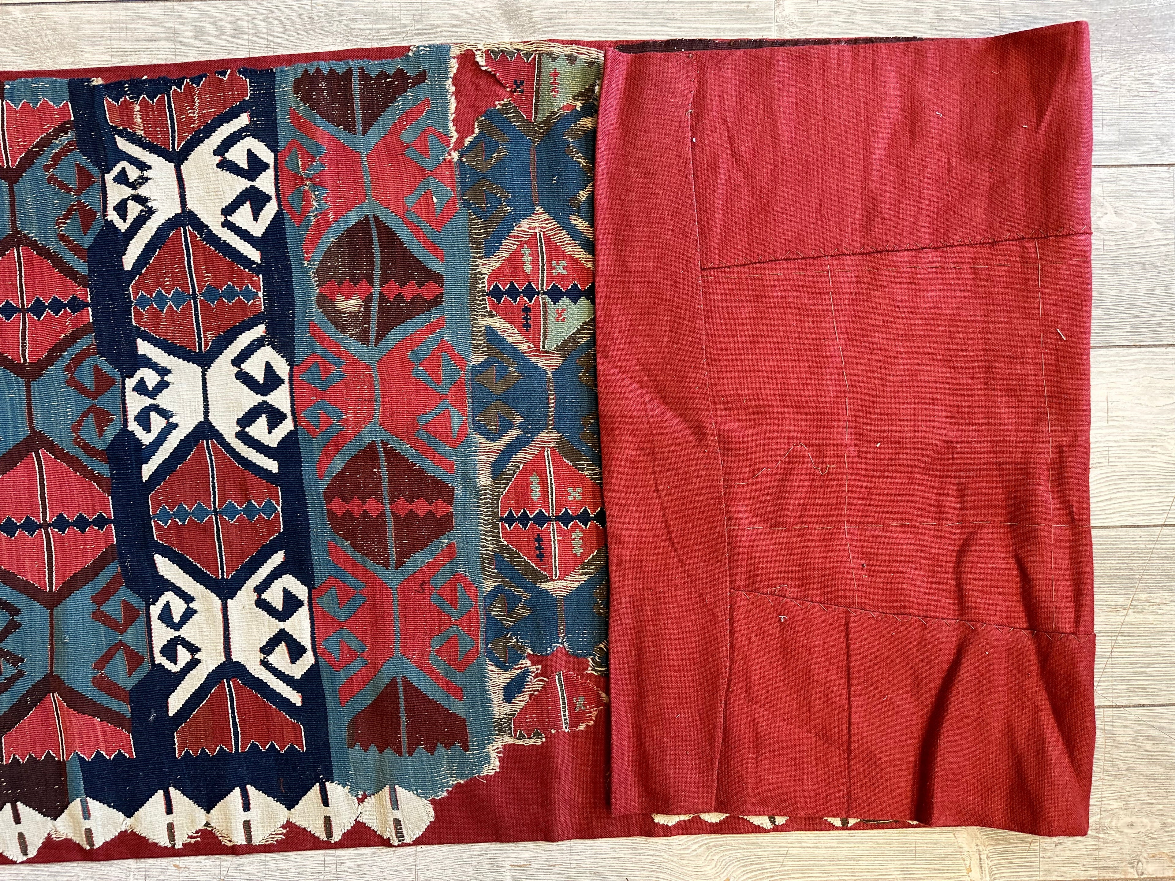 Antique Anatolian Long Kilim Fragment | 19th Century Hand-Woven Wool