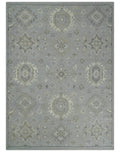Antique Muted Silver Rug 8x11 Hand Knotted Turkish Silver, Beige and Brown Traditional Antique Persian Low Pile Area Rug