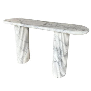 Arabescato Carara Marble fluted-leg designer console by Villohome