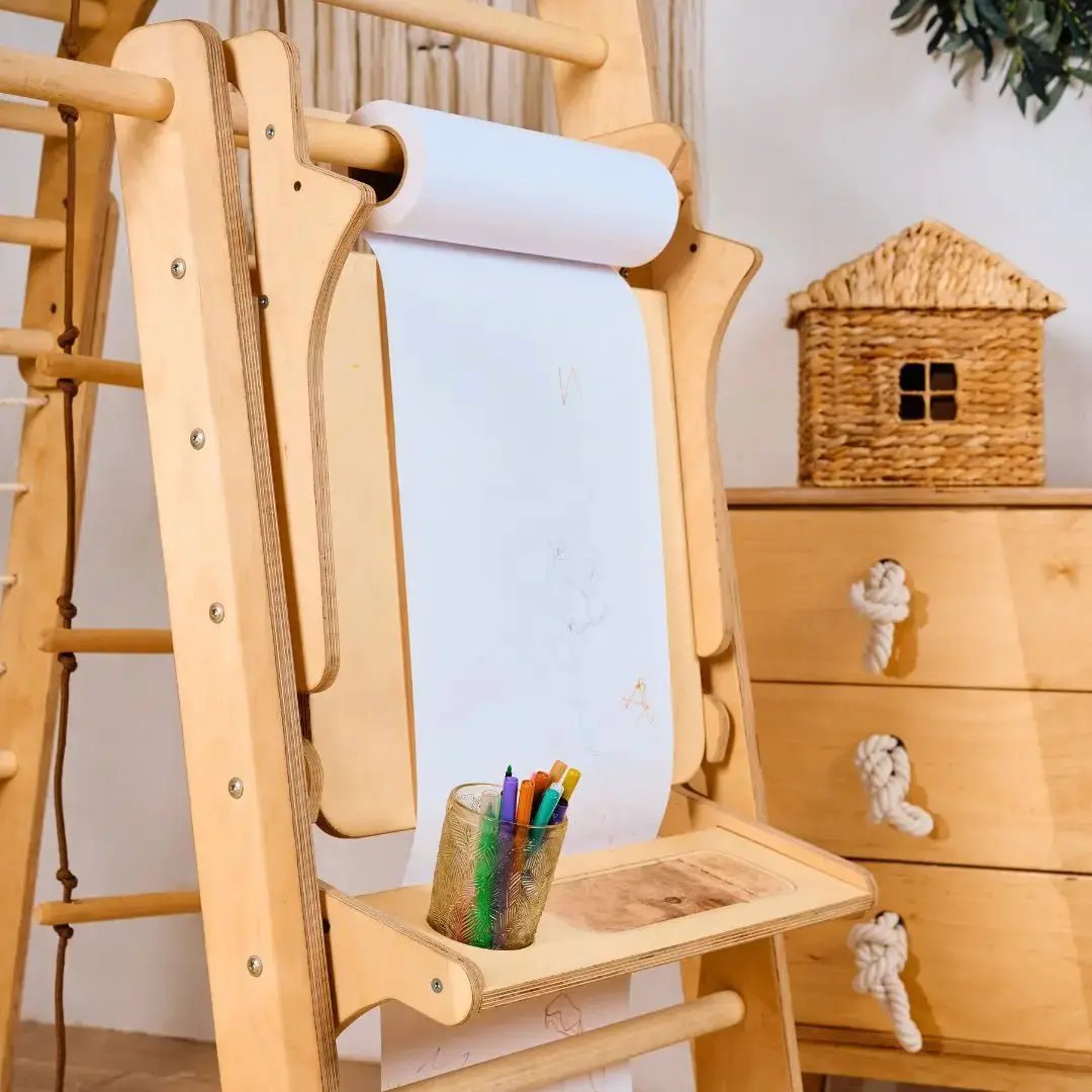Art Addition to the Triangle Ladder wooden baby activity easel with paper roll and pencil cup