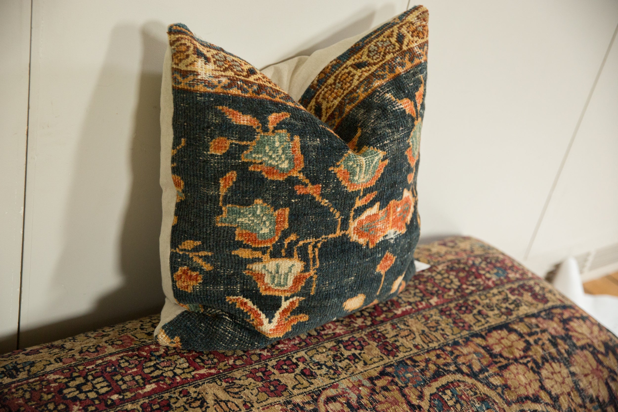 Antique Ziegler Mahal Rug Fragment Pillow