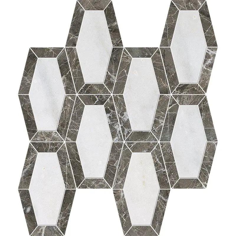 Avalon, Silver Drop Polished Lincoln Marble Mosaics 10 1/4x12 13/16