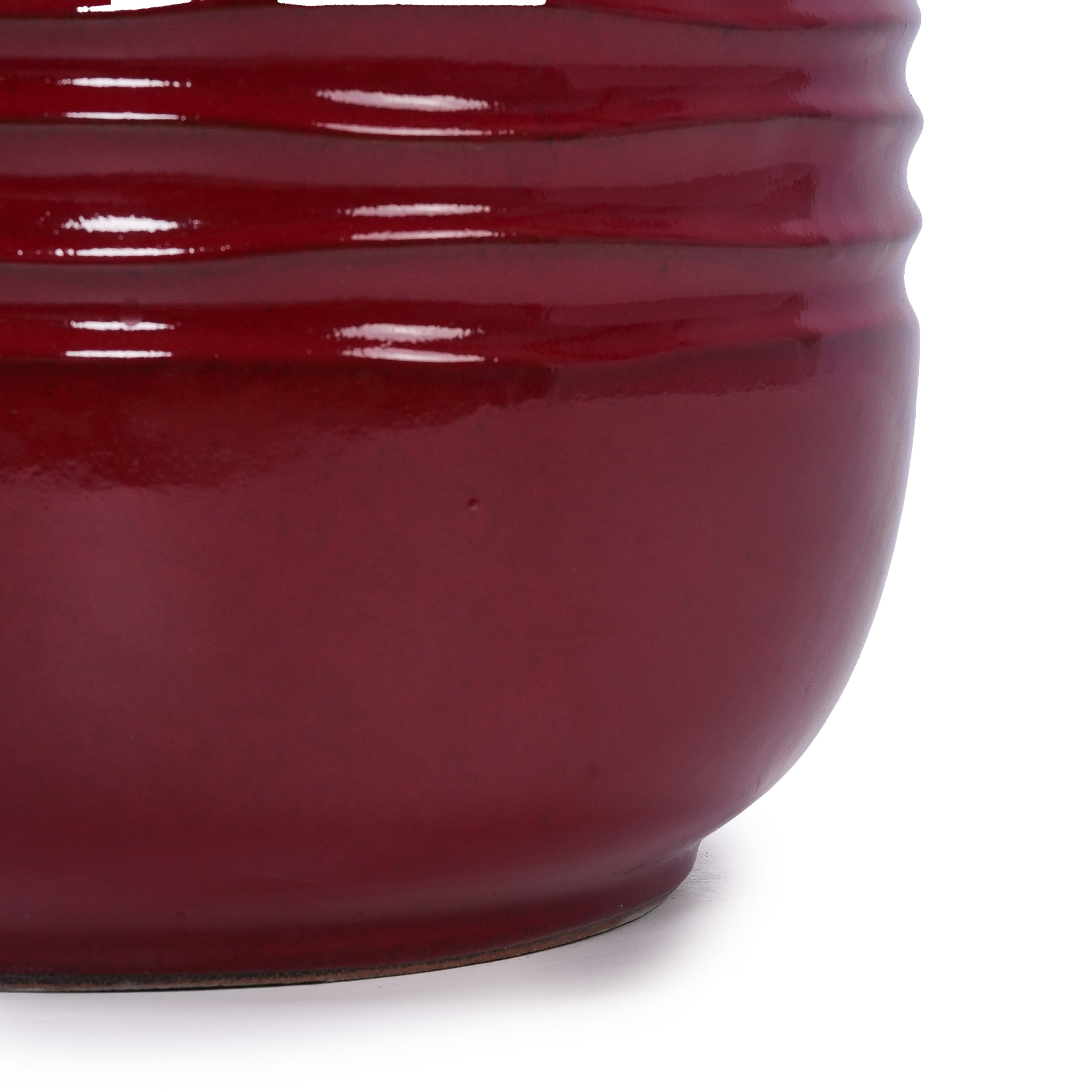 3 Pieces Ceramic Flowerpot, Modern Planter for Patio, Garden or Windowsills - Bean Paste Red