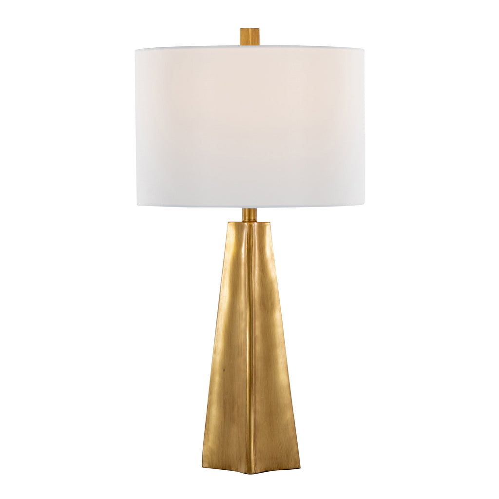 Pompeii 29' Contemporary Polyresin Table Lamp in Gold Polyresin and White Linen by LumiSource