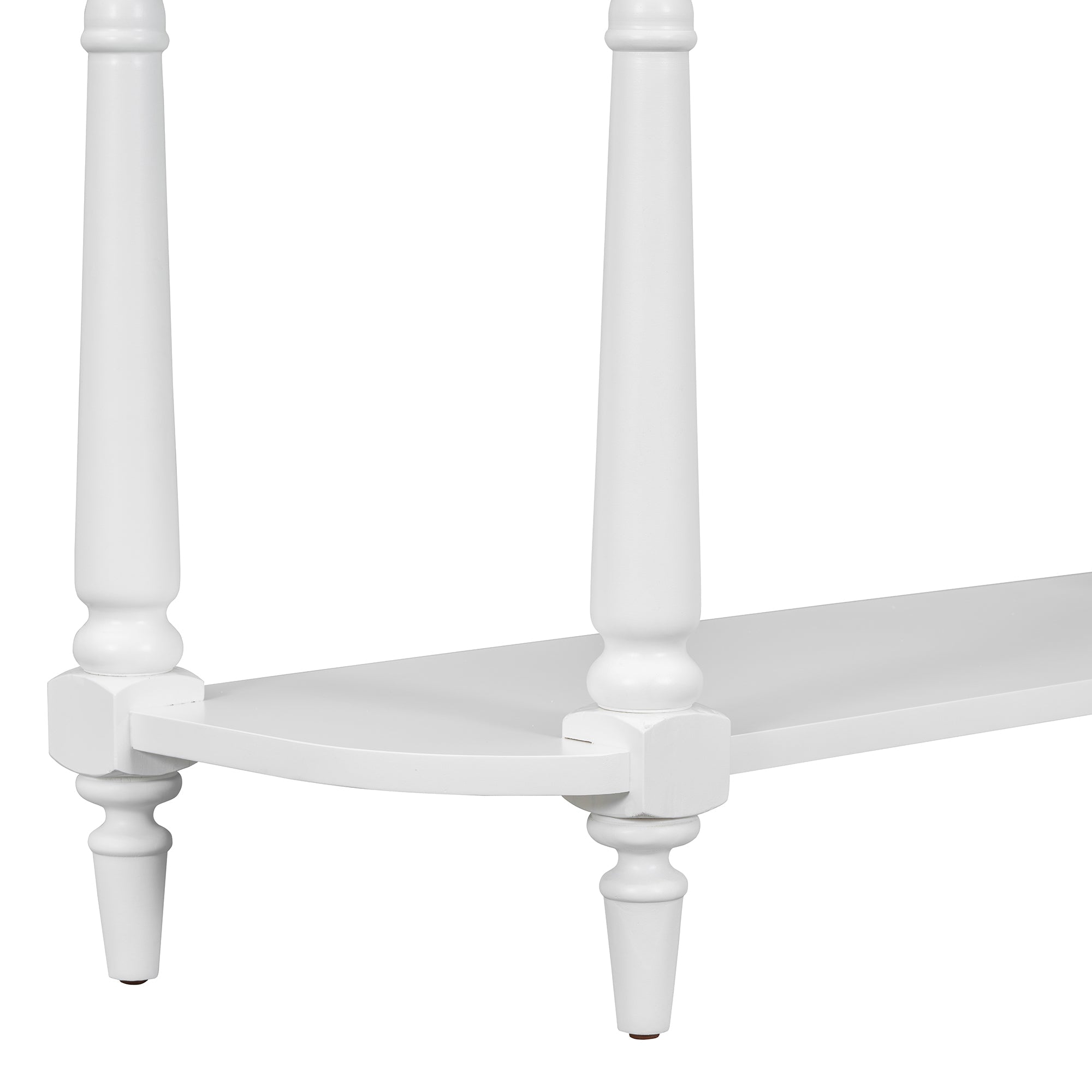 TREXM Narrow Console Table with Curved Corner, Retro Entryway Table with Top Drawer and Open Shelf, Sofa Table Console Tables for Entryway, Hallway and Living Room (White)