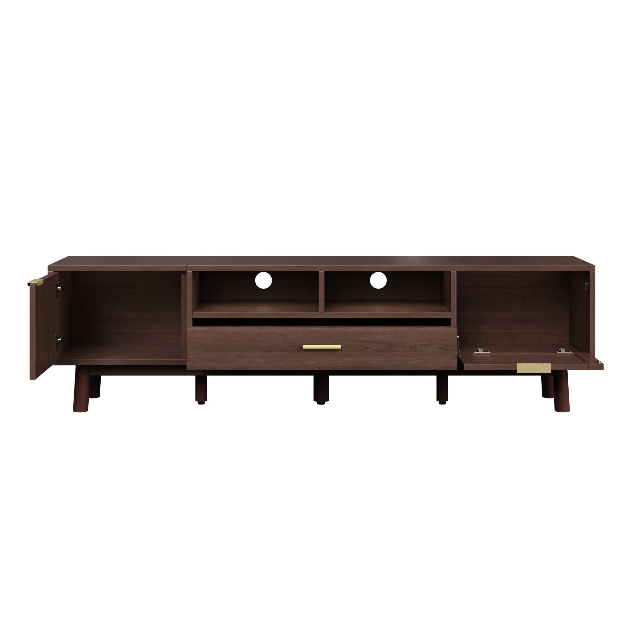 Wood Fashionable TV Stand for 75' TVs, TV Cabinet with Soft-Closing Door and Drop-Down Door Cabinet, Modern TV Consoles for Living Room, Bedroom
