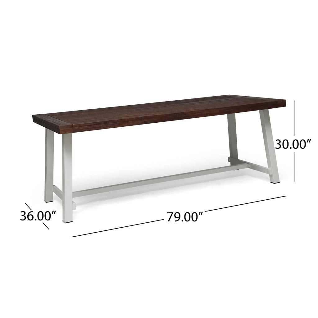 Equilibrium Outdoor Dining Table with Slat Top, Dark Brown