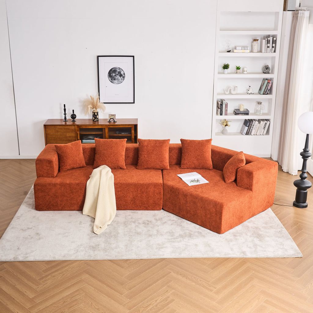 Memory Foam Couch, No Installation & Easy to Transport, Deep Seat Modern Sofa with Chenille Fabric, Couch for Living Room, Bedroom, Apartment, Home Office