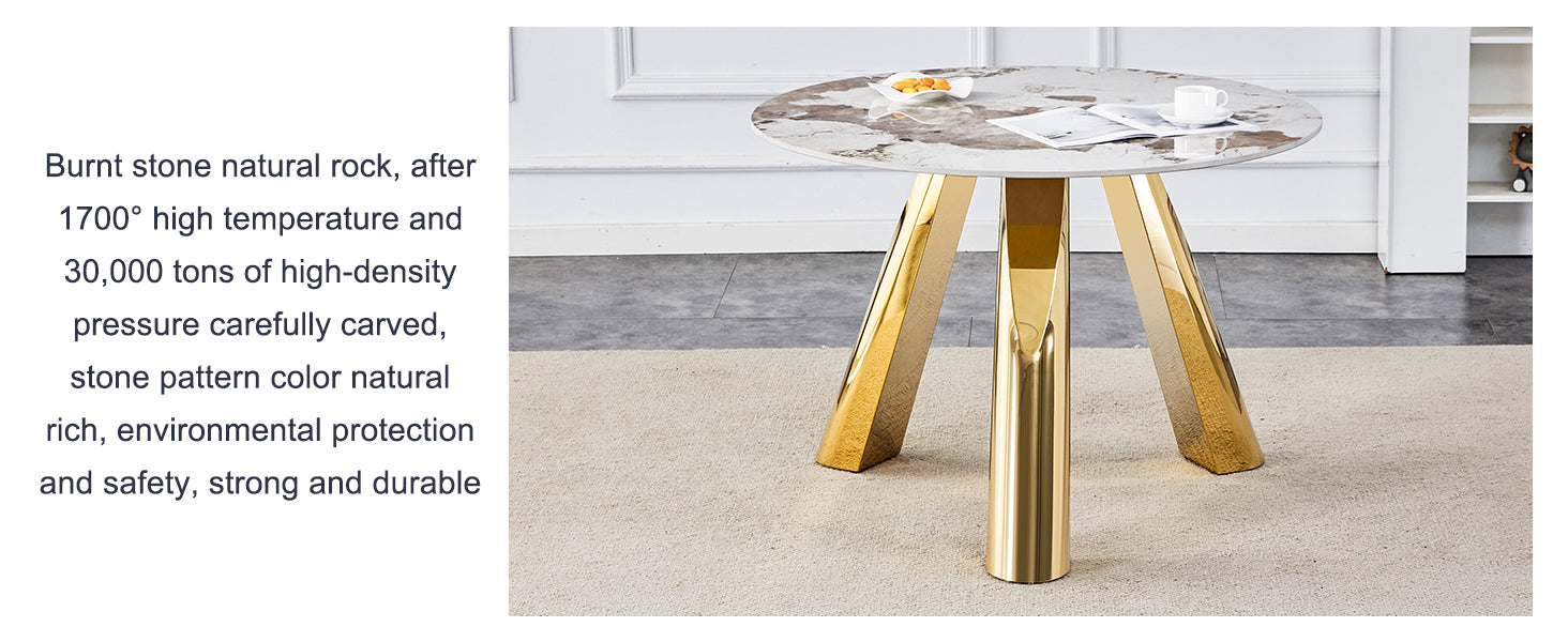 42' Luxury Sintered Stone Table: 0.45' Durable Top + 6' Steel Legs, 350lb Capacity, Stain/Heat-Resistant White/Gray Veined Surface - Modern Minimalist Design