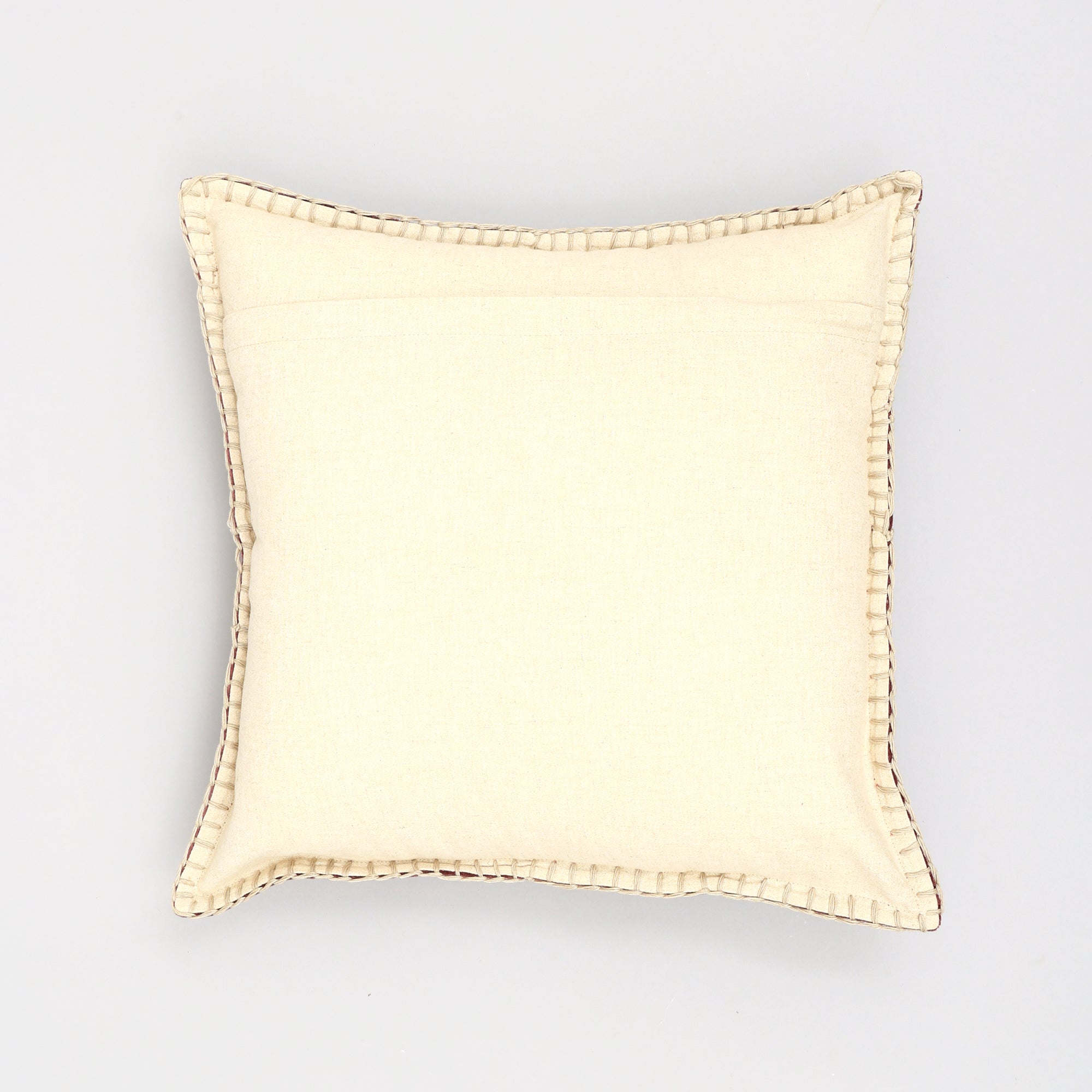 Stonewashed Cotton Velvet Throw Pillow with Decorative Handstiched Edges-19X19'