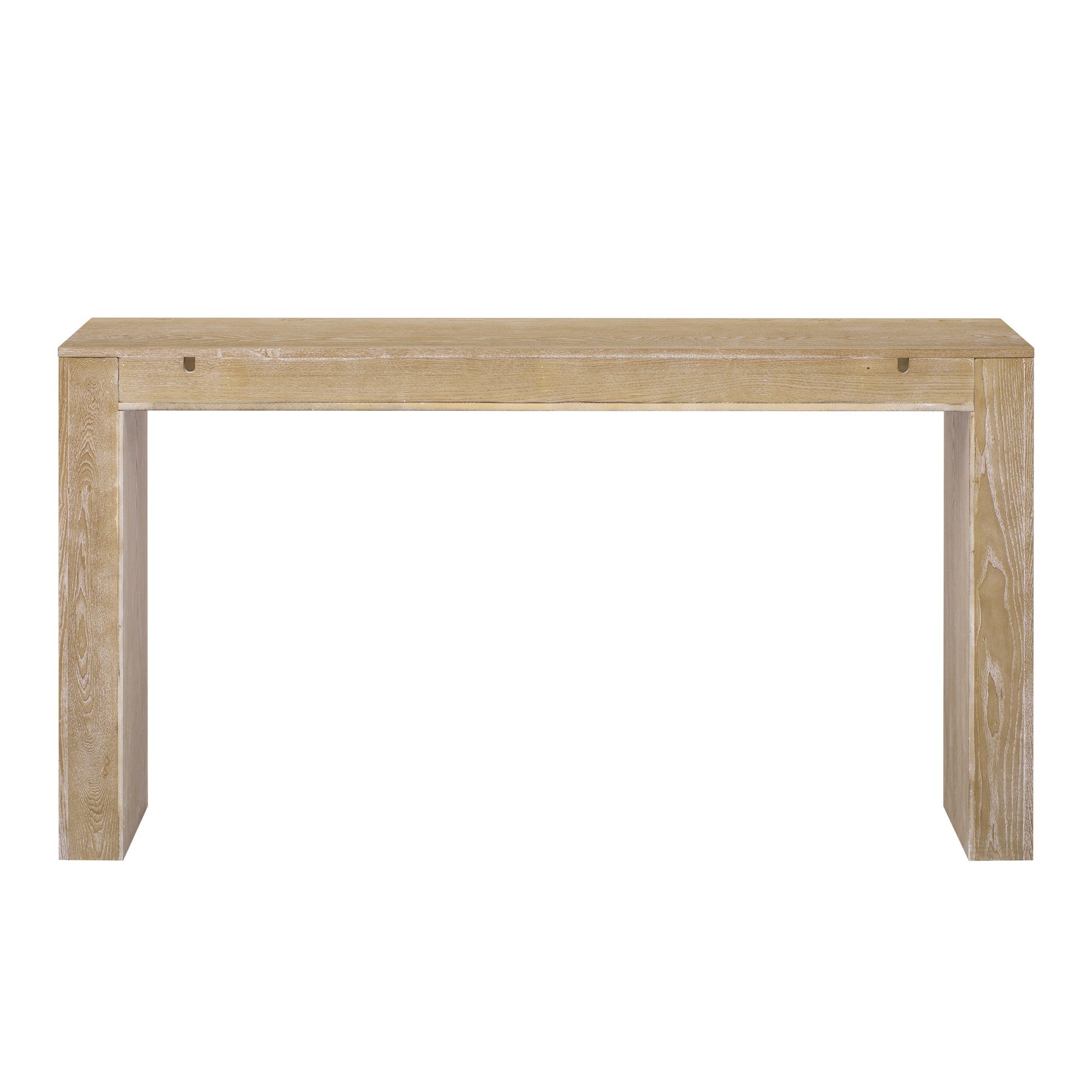 TREXM 60' Modern Farmhouse Console Table with 2 Concealed Drawers, Waterfall Design Entryway Table with Thickened Legs & Rustic Wood Grain for Living Room, Entryway & Hallway (Natural)
