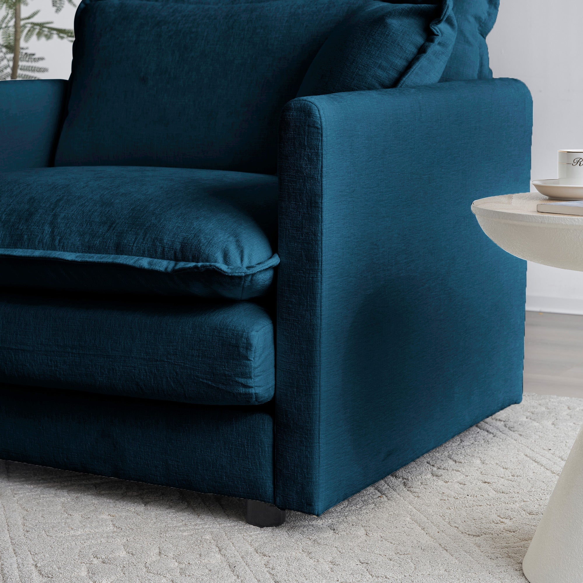 3 Piece Sofa Set Oversized Sofa Comfy Sofa Couch, 2 Pieces of 2 Seater and 1 Piece of 3 Seater Sofa  for Living Room, Deep Seat Sofa Blue Chenille