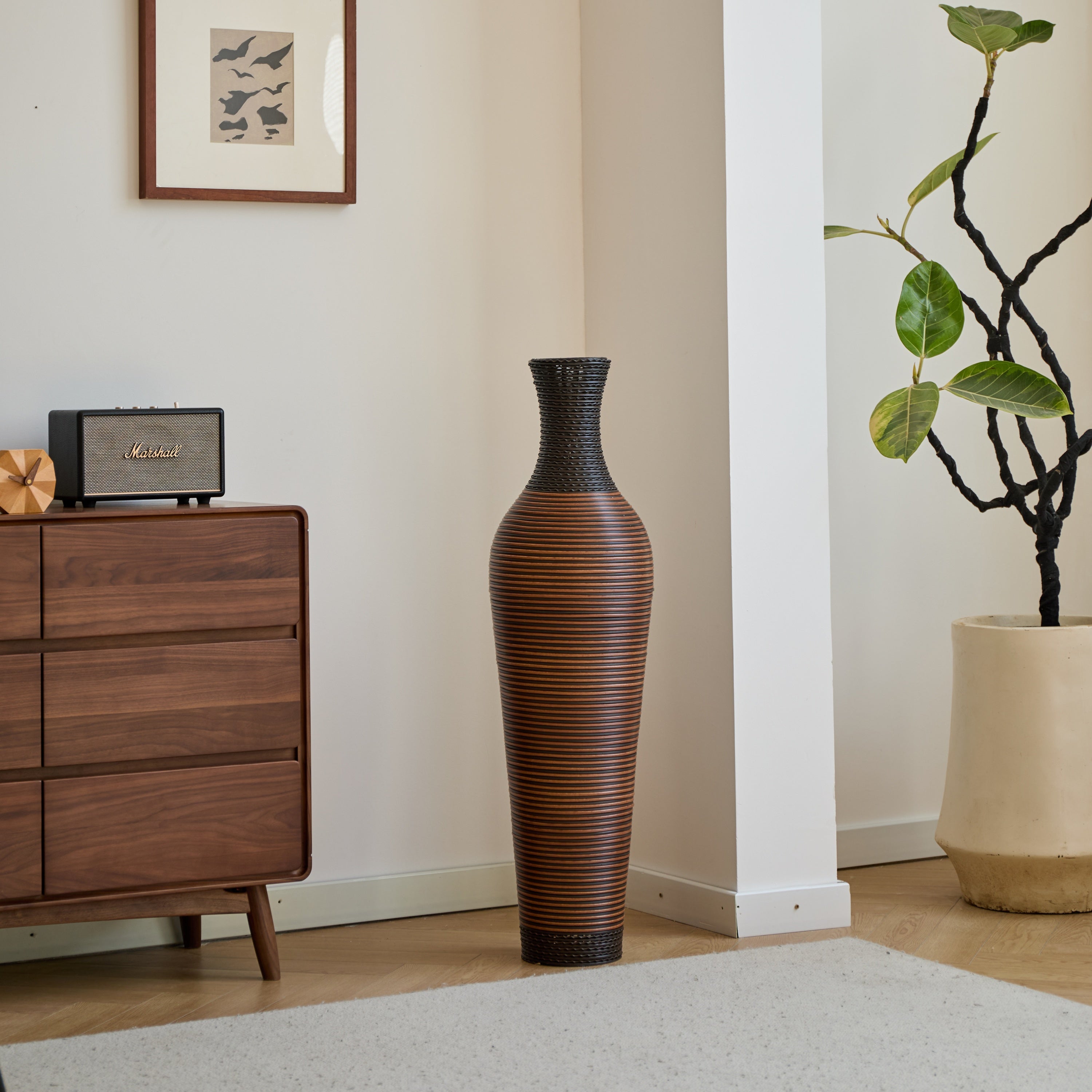 39' Tall Standing Designer Floor Vases with Elegant Two-Tone Dark Brown Finishes - Ideal for Decorating Living Rooms, Bedrooms, Entryways Perfect for Decorating Your Home