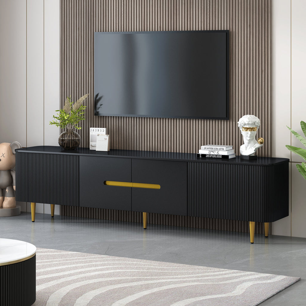 U-Can 78.7''Minimalist TV Stand for TVs up to 85 Inches, Modern Entertainment Center Media Console with 4 Spacious Cabinets for Living room(OLD SKU: SJ000125AAB)