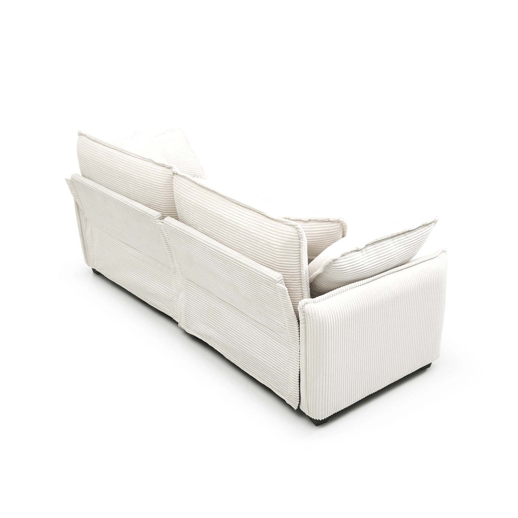 Modern Living Room Sofa 3 Pieces Set, Two 2-Seater Sofas and One 3-Seater Sofas, Upholstery Large Deep Seat Sofa with sofat Cushion and Pillowss, Beige Corduroy