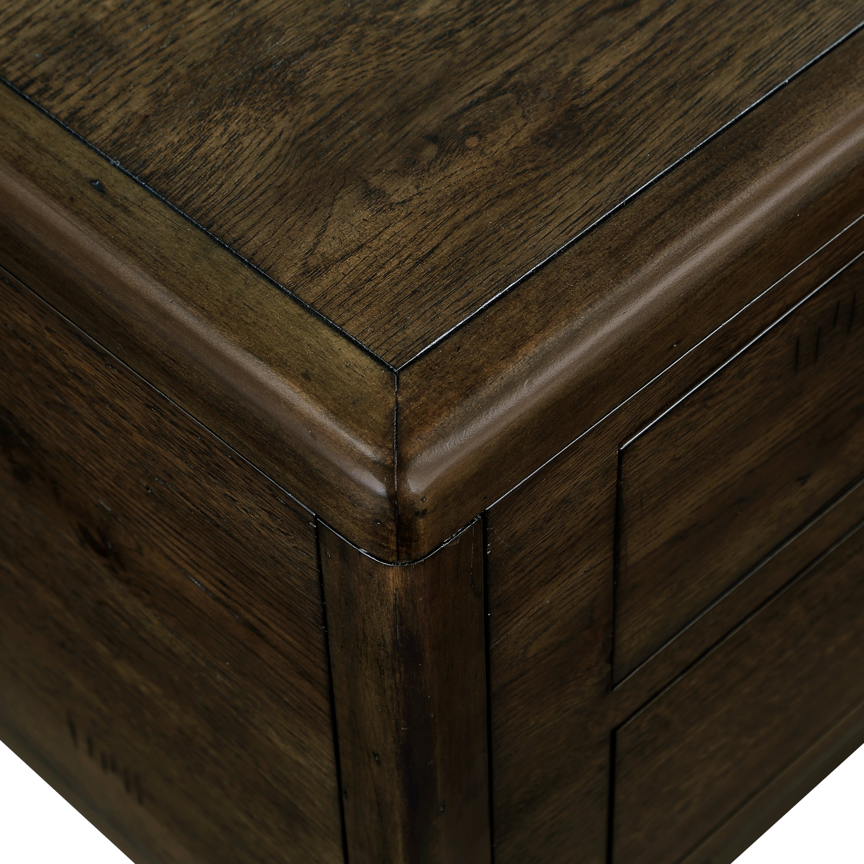 Solid Wood Rectangle Coffee Table for Living Room, 40-Inch Antique Coffee Table with 4 Drawers, Wood Center Table Tea Table with Rivet Decoration Legs.Easy Assembly, Espresso