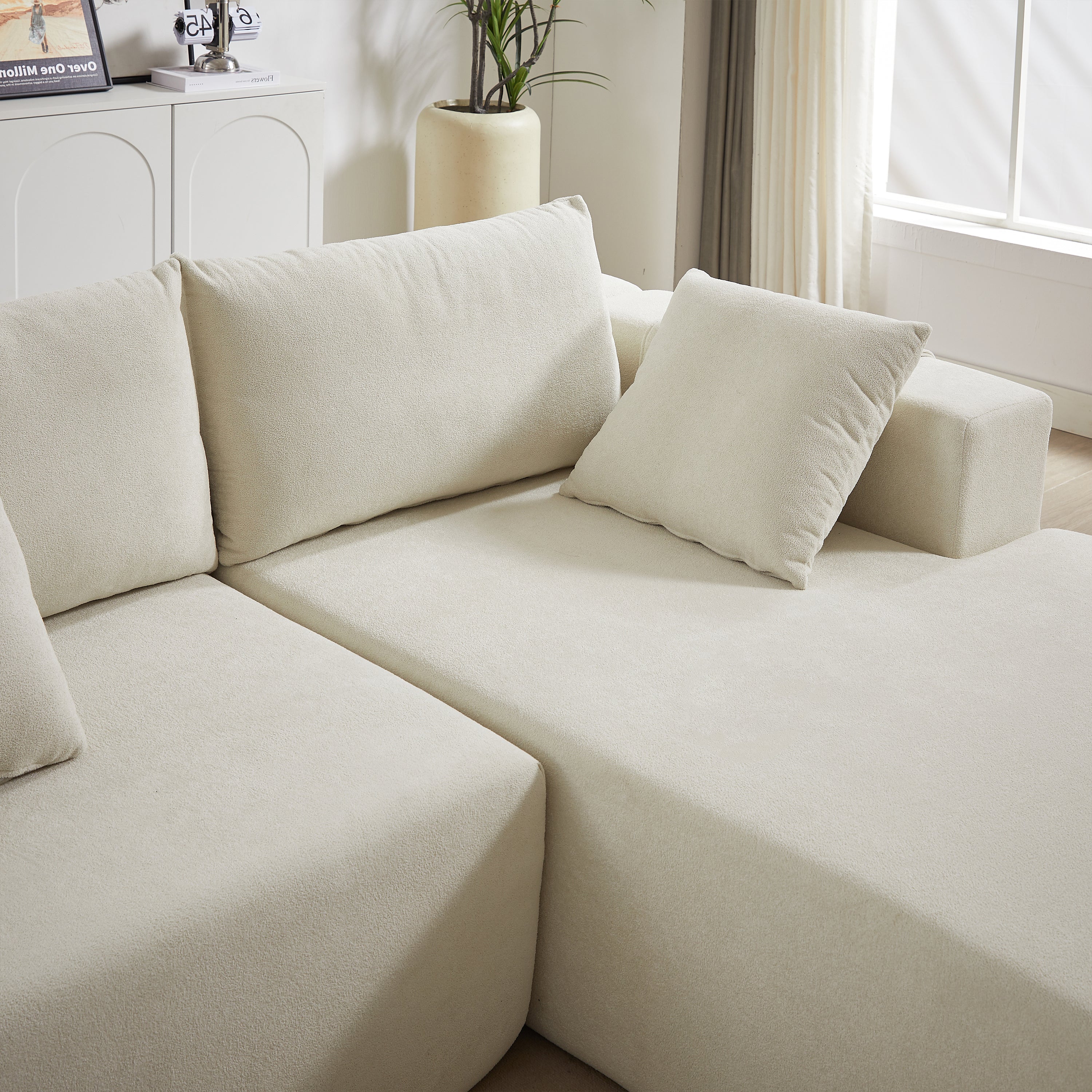 Modern Chenille Upholstered Sectional Sofa Couch Set,Modular 108' L Shaped Sectional Living Room Sofa Set With 6 Pillows,Free Combination Sofa Couch for Living Room,Bedroom(Right Chaise)