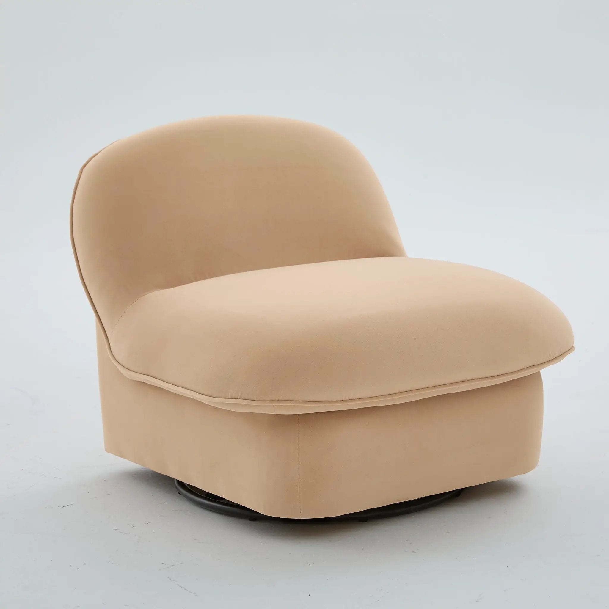 Pumpkin Shaped Swivel Accent Chair, 360 Degree Rotation For Living Room
