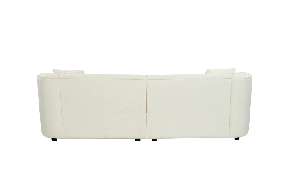 87' Curved Contemporary Sofa in Beige: Plush Seating, Streamlined Design, and Durable Frame – Ideal for Stylish Living Spaces