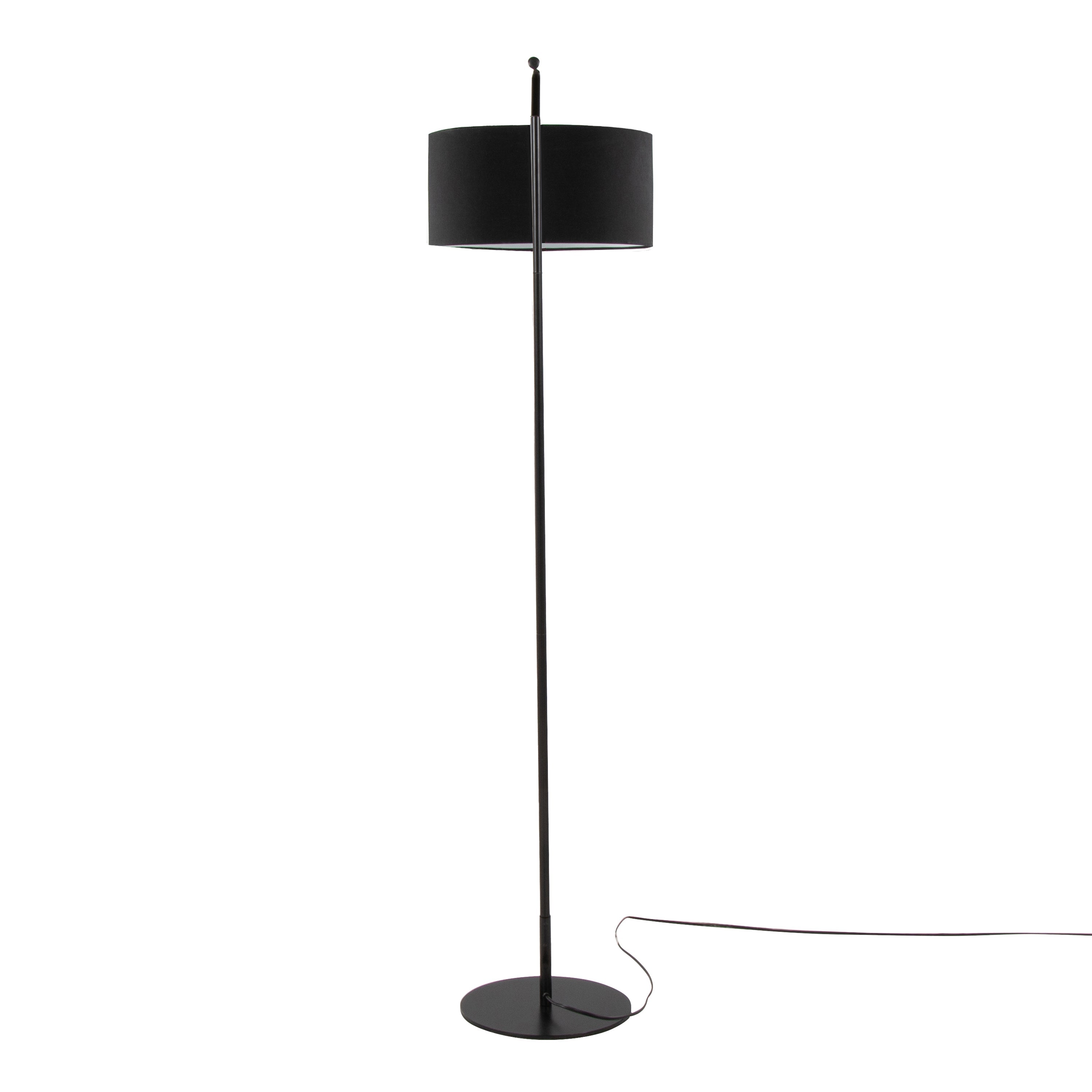 Daniella-Salon 70' Contemporary Floor Lamp in Black Metal with Black Linen Shade by LumiSource