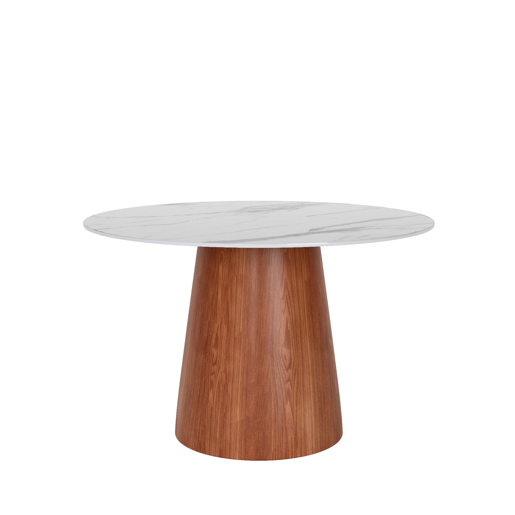 Small Round Solid Wood Pedestal Dining Table Table 43' For 2-4 Person -  White Grey
