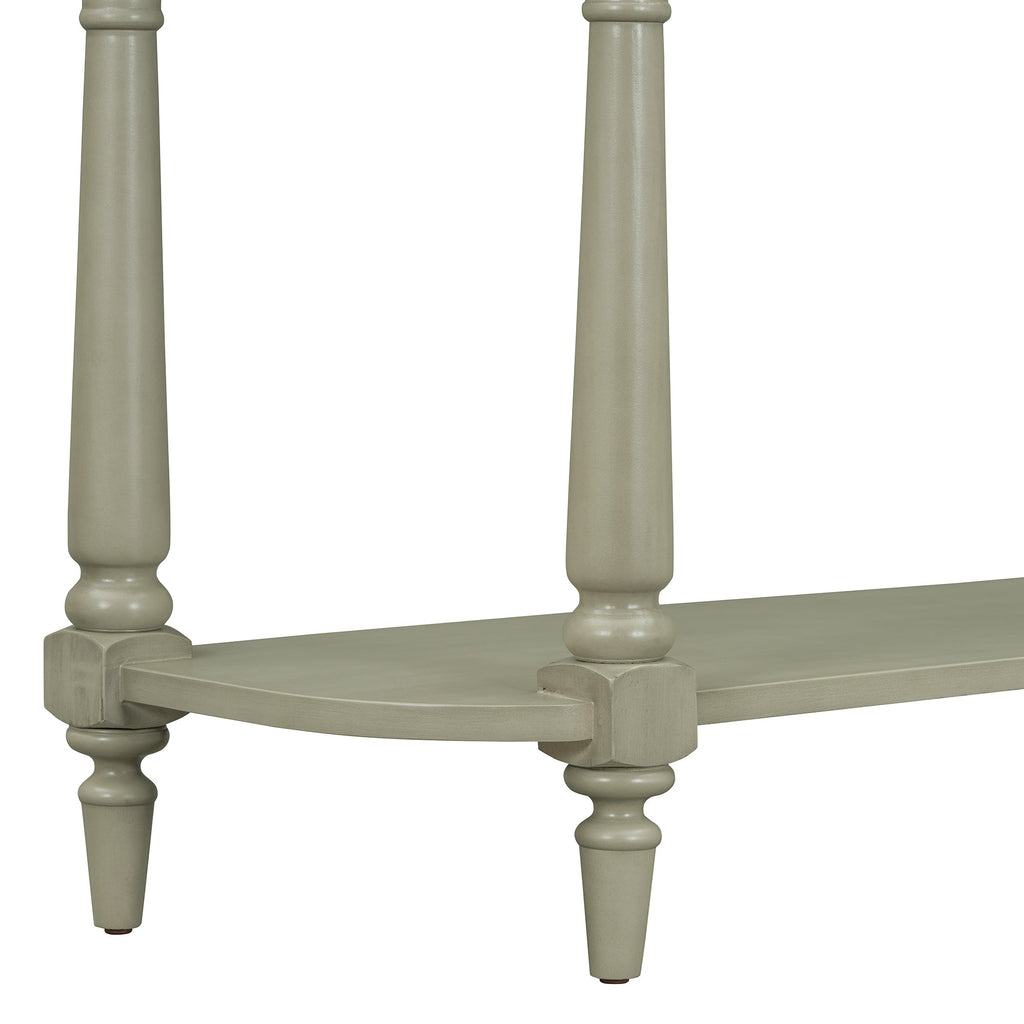 TREXM Narrow Console Table with Curved Corner, Retro Entryway Table with Top Drawer and Open Shelf, Sofa Table Console Tables for Entryway, Hallway and Living Room (Gray)