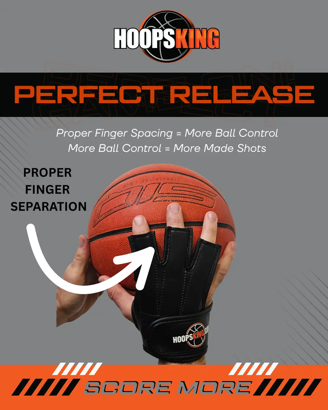 HoopsKing Perfect Jump Shot Glove, black basketball shooting glove for training