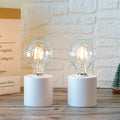 Set of 2 7"Tall White Table Lamp Battery Powered(White)