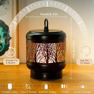 Desk lamp by JHY DESIGN, 4000mAh rechargeable, black metal lantern-style base, portable table lamp