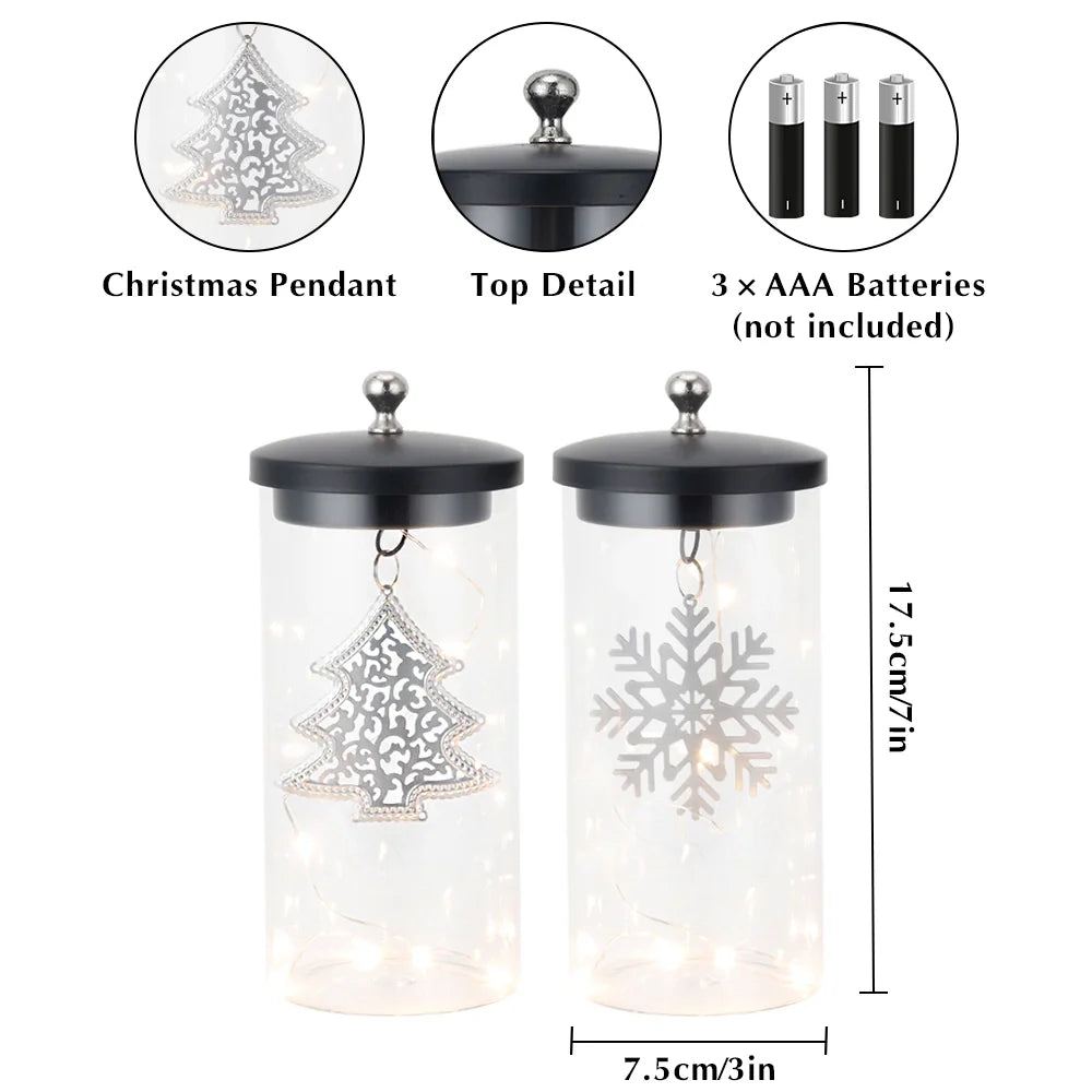 Set of 2-7"H Battery Powered Lights(Sliver Leaf Pendant )
