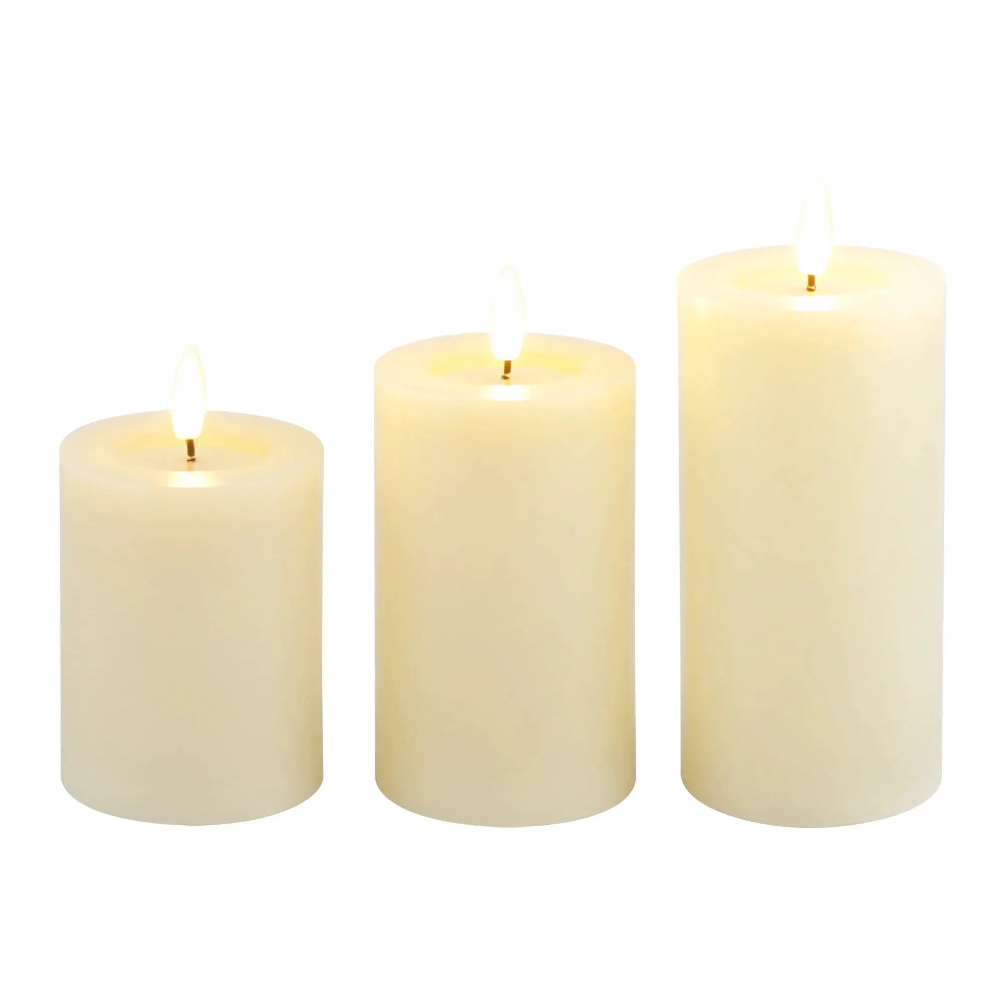 Set of 3 ivory flickering flameless LED candles by JHY DESIGN