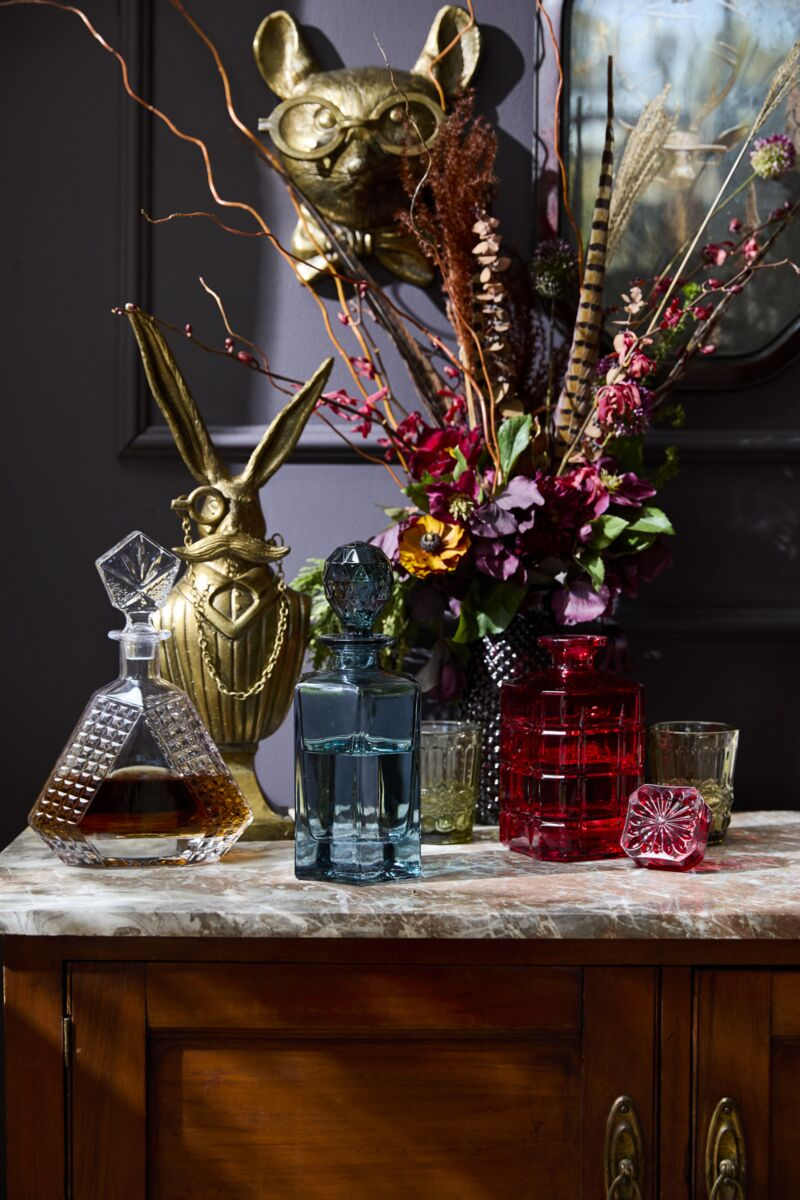 Blvd Red Glass Decanter — Elegant Bar Cart Accessory