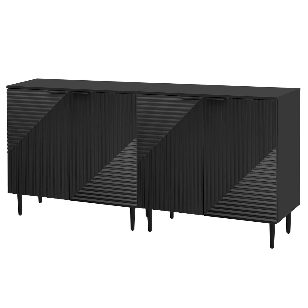 Mirod Set of 2 Modern Minimalist Side Cabinets,Versatile Storage Solution,Adjustable Shelves,Stylish Geometric Door Design,Perfect as TV Stand