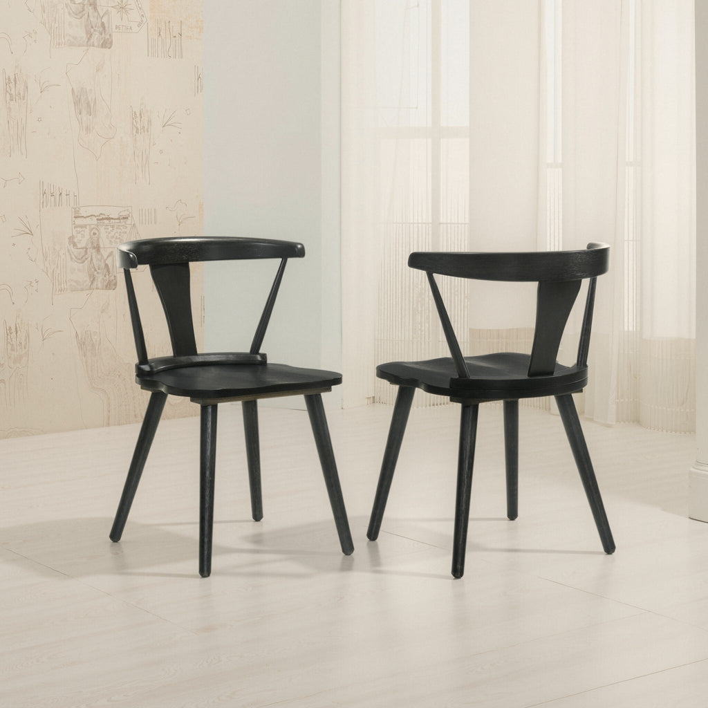 [Set of 2] Rustic Farmhouse Dining Chairs, Solid Wood Side Chairs with Easy Assembly
