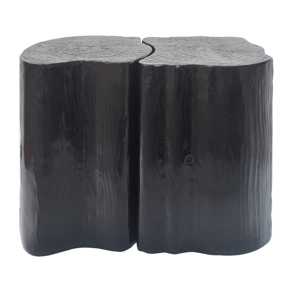 2-in-1 Irregular MGO End Table, Split Design, Small Space Friendly,Indoor Outdoor Use,Black Color