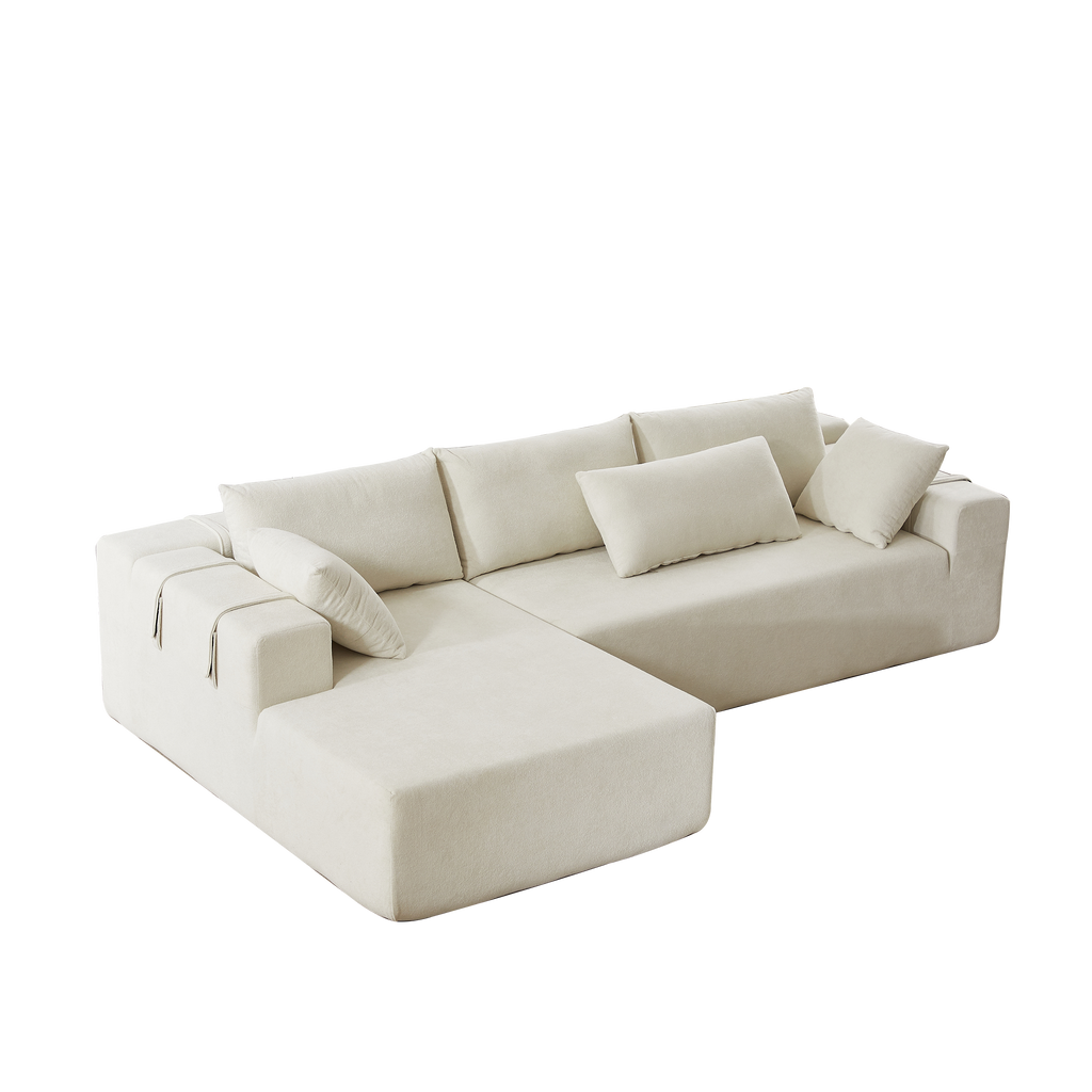 Modern Chenille Upholstered Sectional Sofa Couch Set,Modular 108' L Shaped Sectional Living Room Sofa Set With 6 Pillows,Free Combination Sofa Couch for Living Room,Bedroom(Left Chaise)