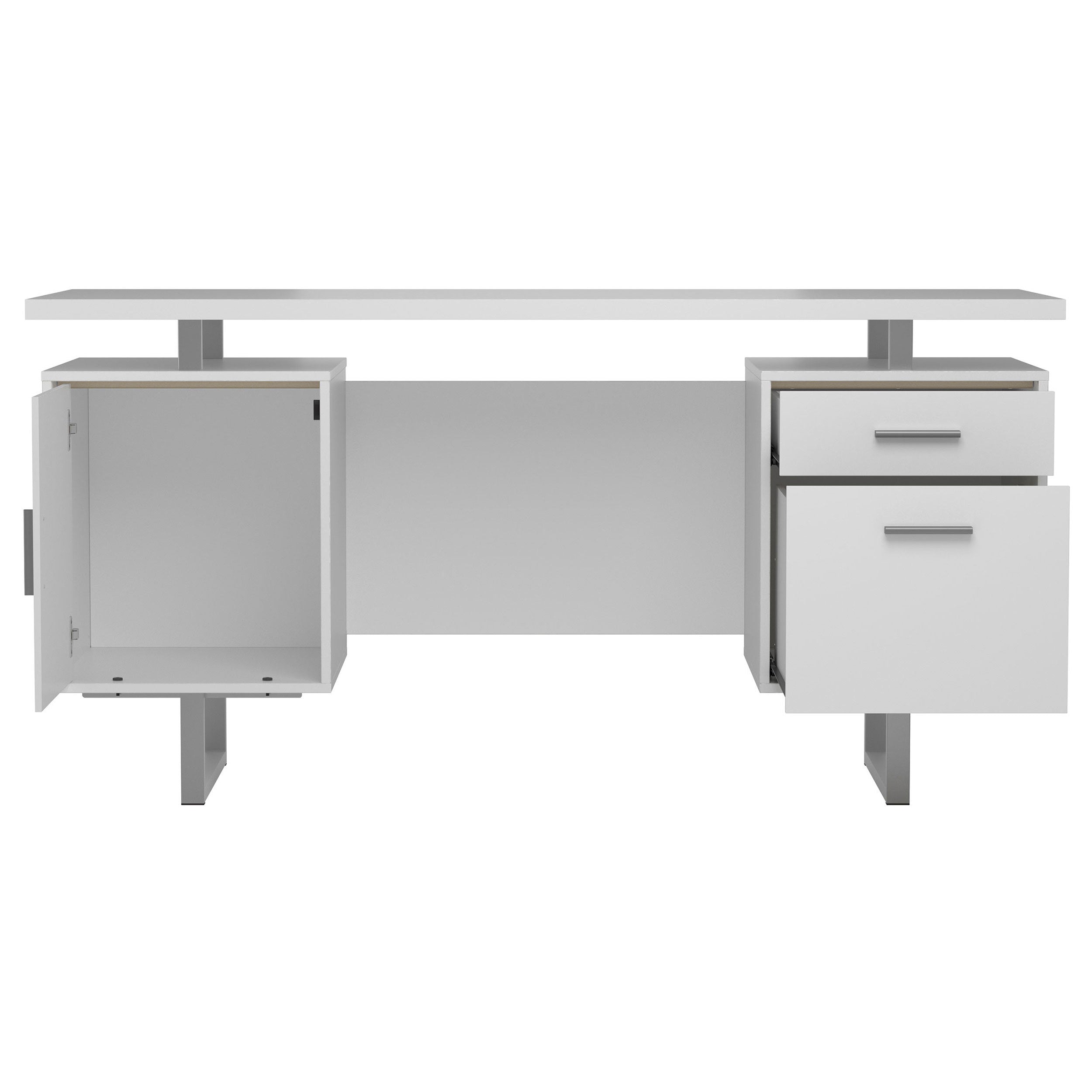 Jensen White High Gloss 2-Drawer Computer Desk