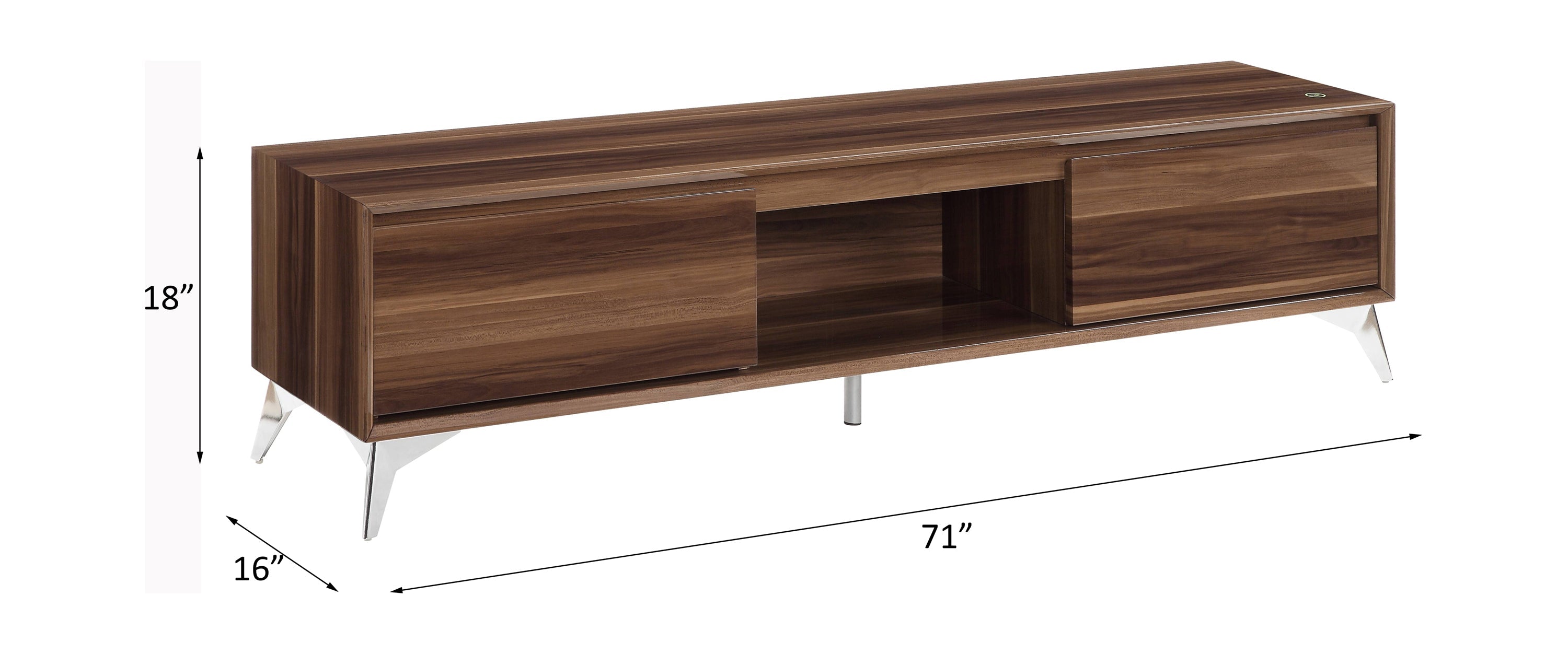 Raceloma Walnut & Chrome Finish TV Stand (w/ LED)