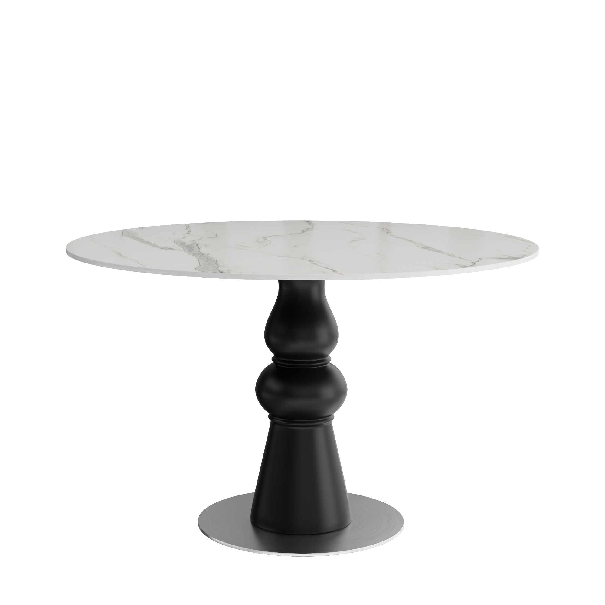 43' Modern Round Dining Table - White Grey, Small Kitchen Table For 2-4 Person