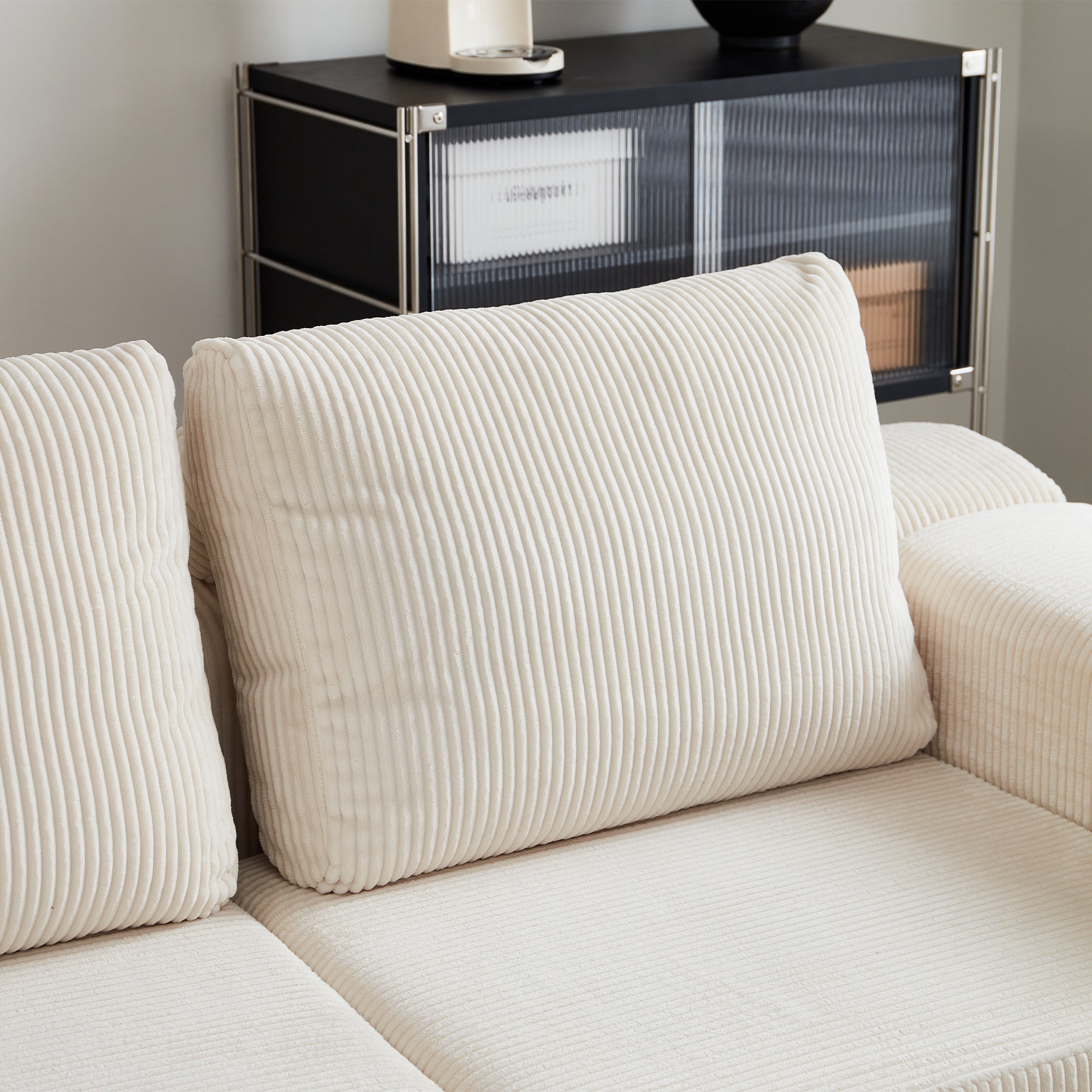 108'' Modular Sectional 3-Seater Cloud Sofa,Corduroy Convertible Sofa Bed