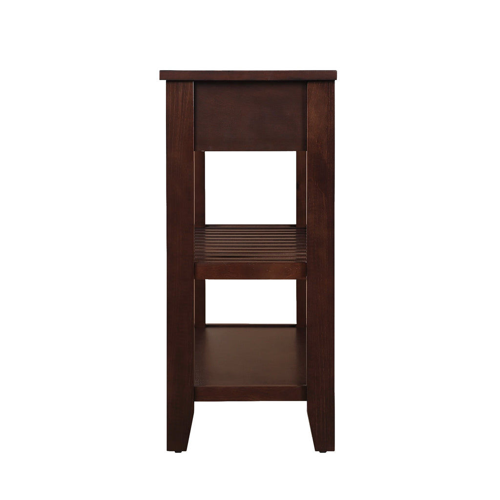 Console Sofa Table with 2 Storage Drawers and 2 Tiers Shelves, Mid-Century Style 42'' Solid Wood Buffet Sideboard for Living Room Furniture Kitchen Dining Room Entryway Hallway, Espresso