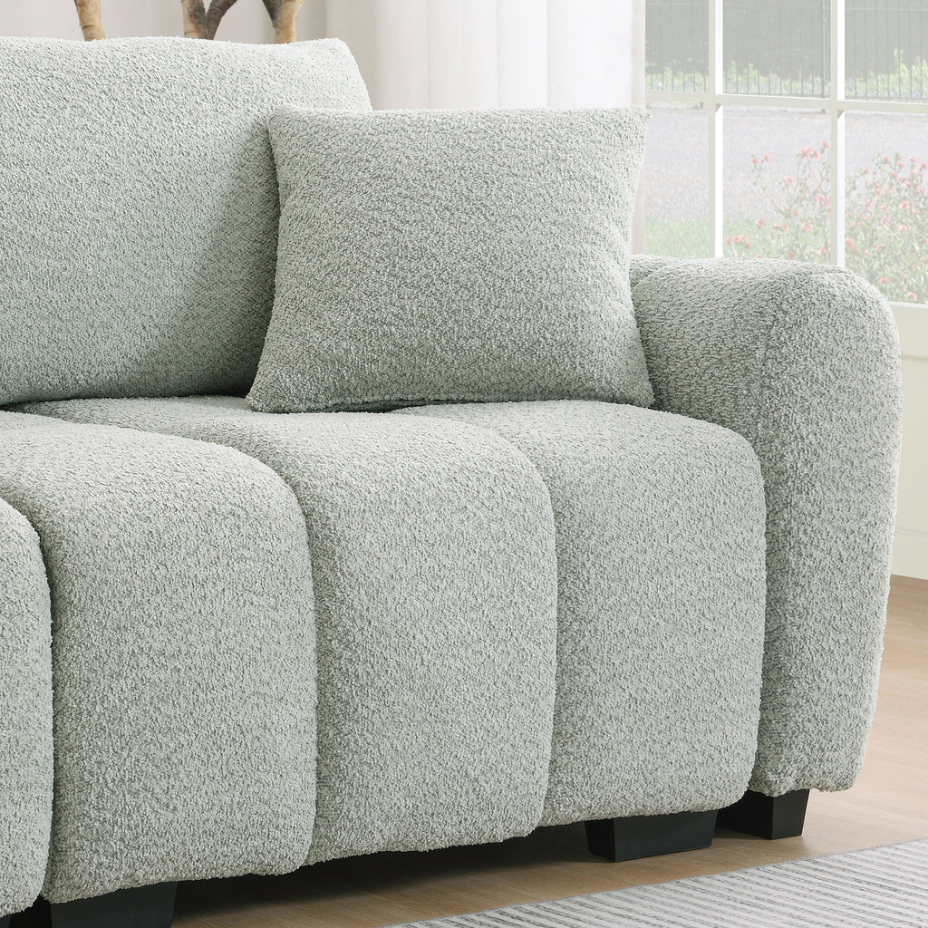 110' Modular Sectional Sofa, L Shape with Extra-large Seat, Pull-line Design, Movable Ottoman, High Density Foam, Free Combination, Sturdy Metal&Wood Frame, Boucle Fabric, 3 Colors